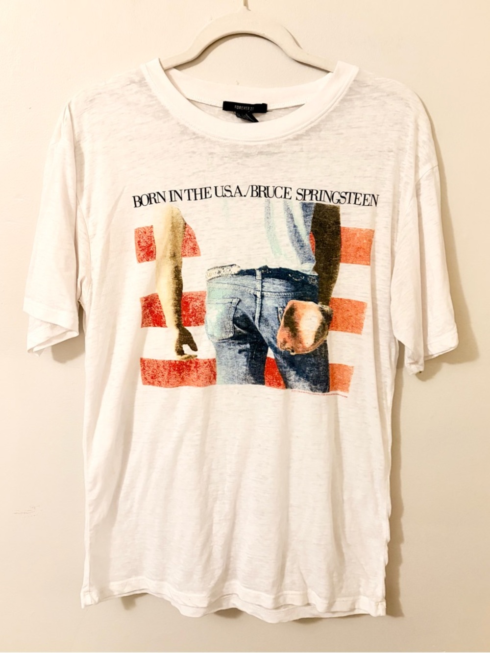 Forever 21 White Bruce Springsteen 'Born in the U.S.A.' Graphic Tee